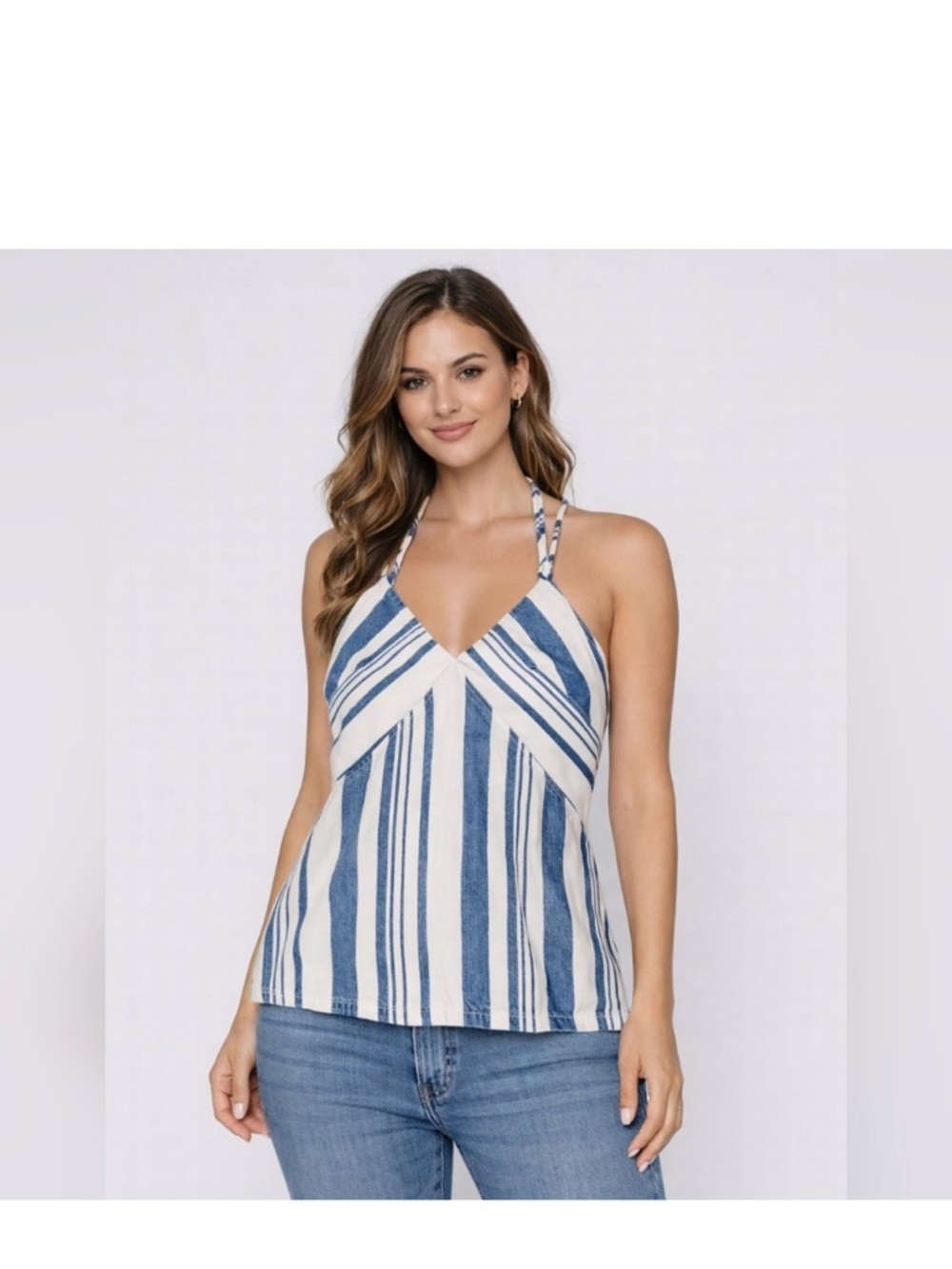 Universal Thread Blue & White Striped Halter Camisole NWT